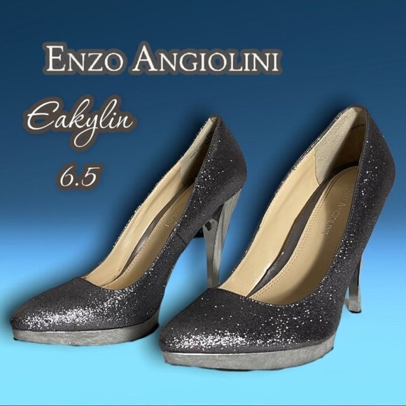 Enzo Angiolini Eakylin Sparkling Metallic Silver Platform Heels Size 6.5 - Picture 1 of 16